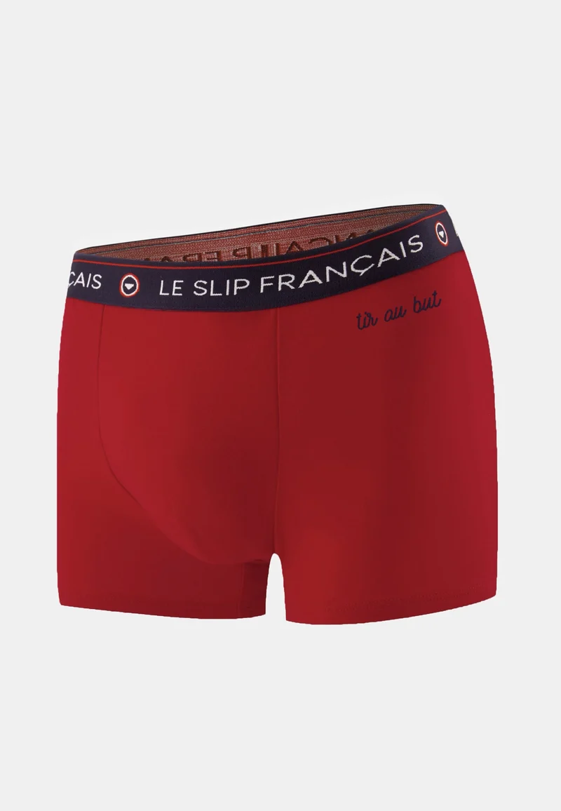 Boxer rouge en coton - Redoutable Rouge Cerise Brodé Tir Au But