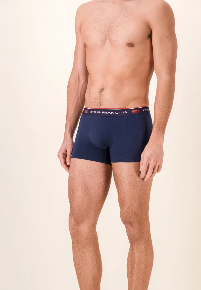 Lot de 3 boxers en coton bio - Boxers Marine Blanc Rouge - Collab 1083