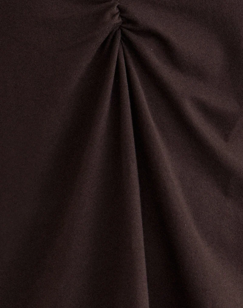 Mini-robe Sundari à manches trois-quarts en jersey de rayonne, couleur marron chocolat