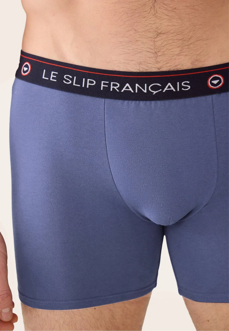 Boxer long bleu en coton - Redoutable Long Bleu Jean
