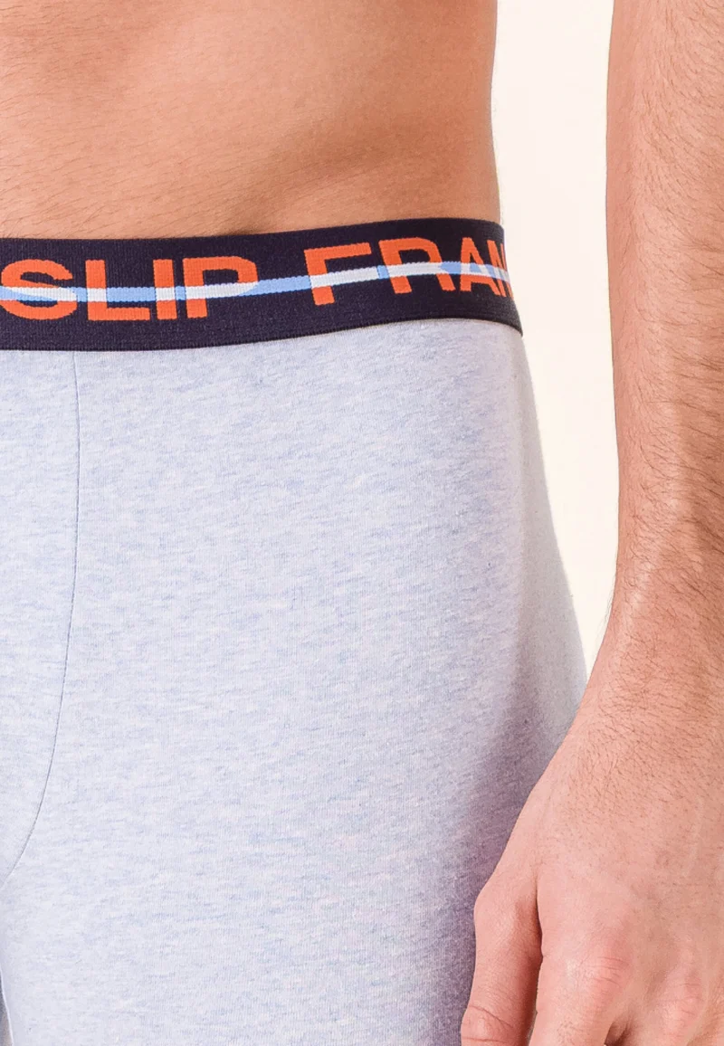 Lot de 2 boxers longs en coton - Boxers Longs Bleu Ciel Chiné Marine