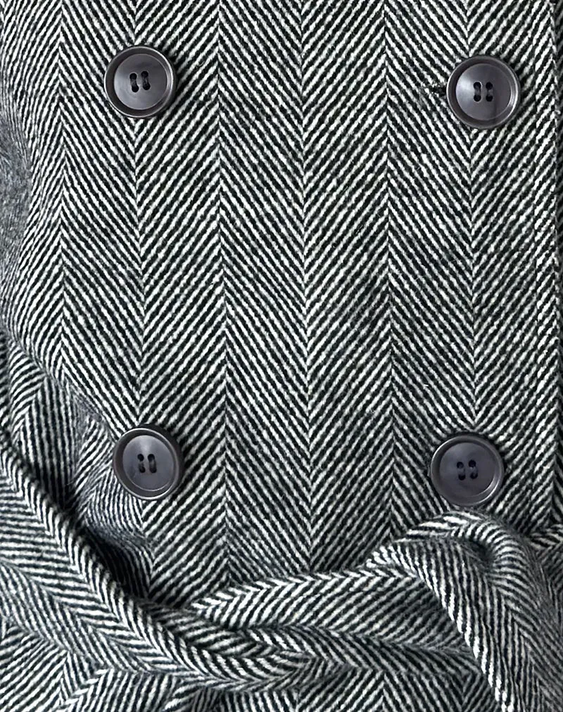 Manteau Resari à double boutonnage en tweed noir et blanc