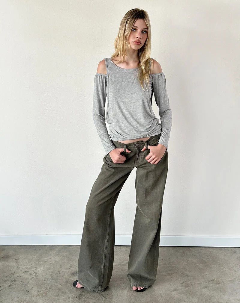 Haut Roras en viscose et élasthanne gris chiné