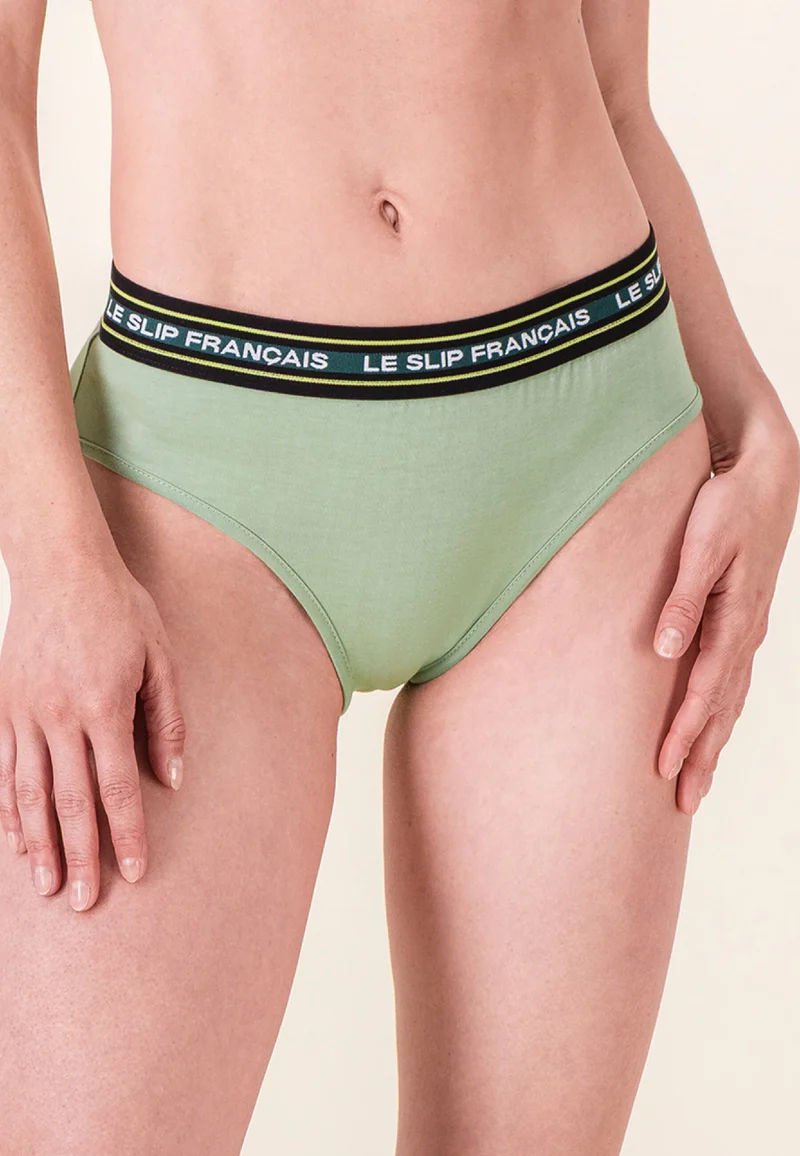 Lot de 3 culottes en coton - Culottes Noir Vert Sauge Gris Chiné