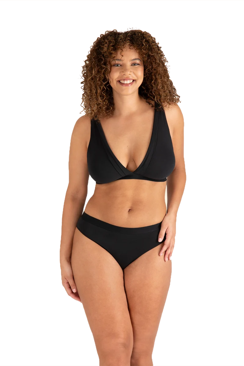 Soutien-gorge sans armatures Tulle Design Coton - Noir