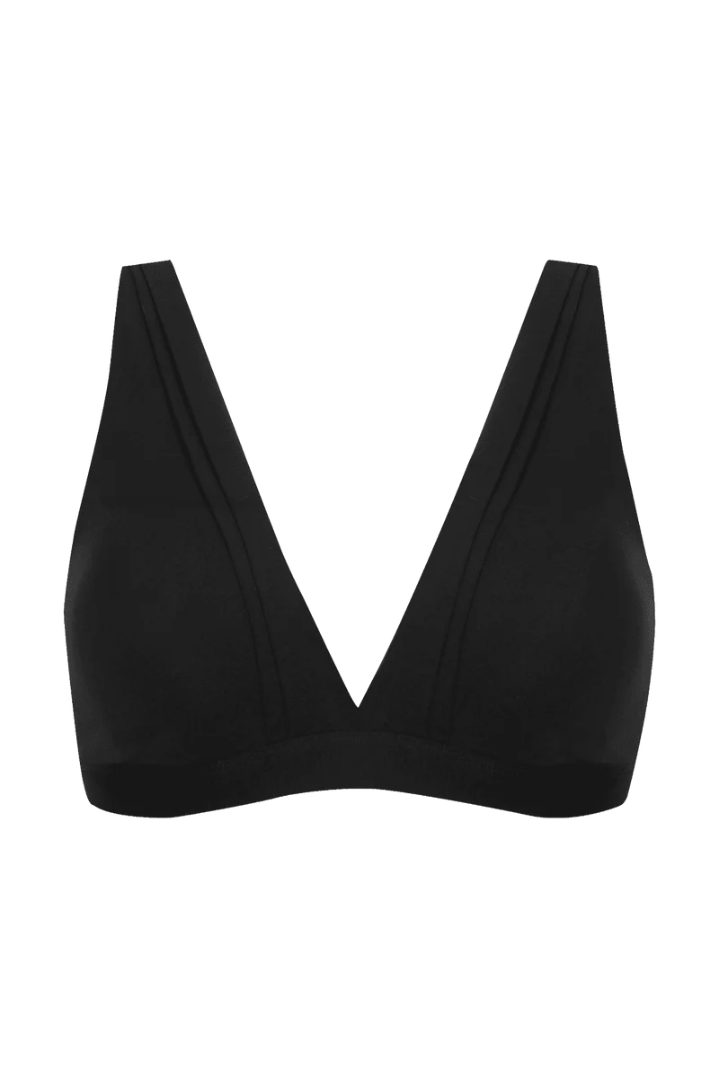 Soutien-gorge sans armatures Tulle Design Coton - Noir
