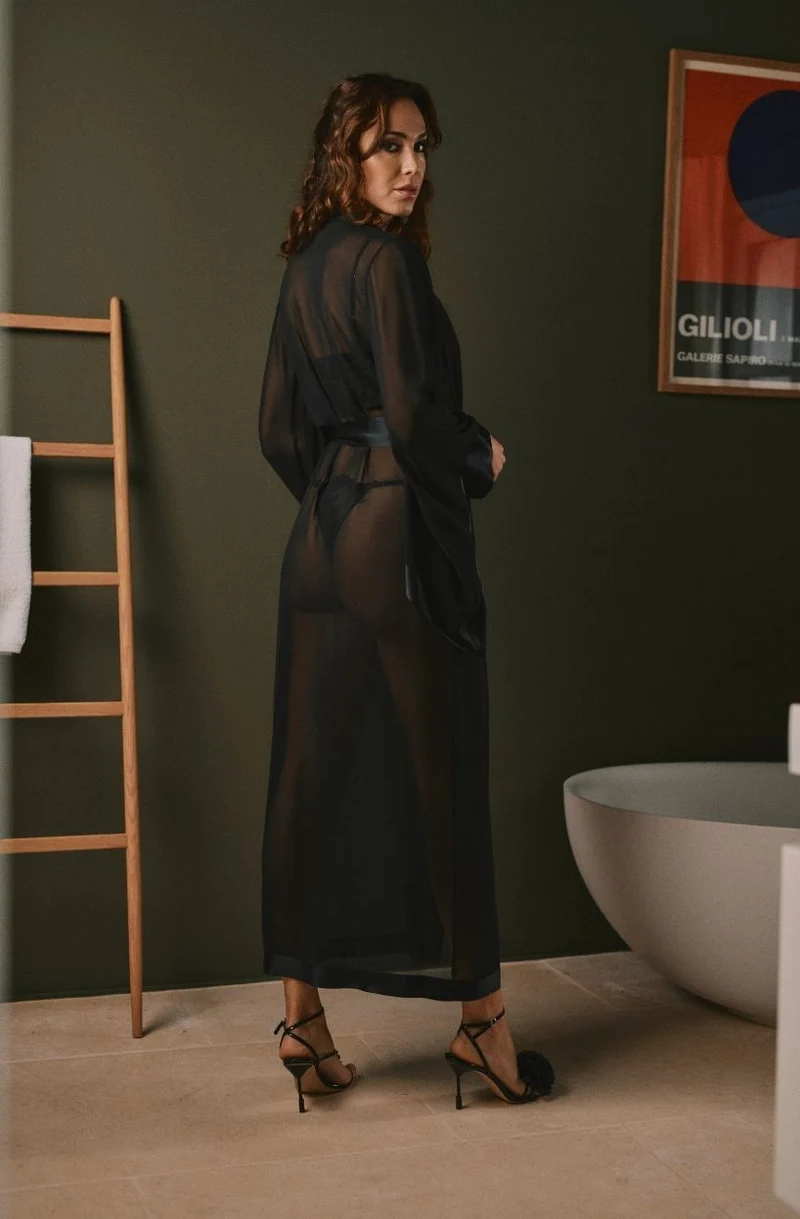 Kimono long en mousseline de soie Daniella