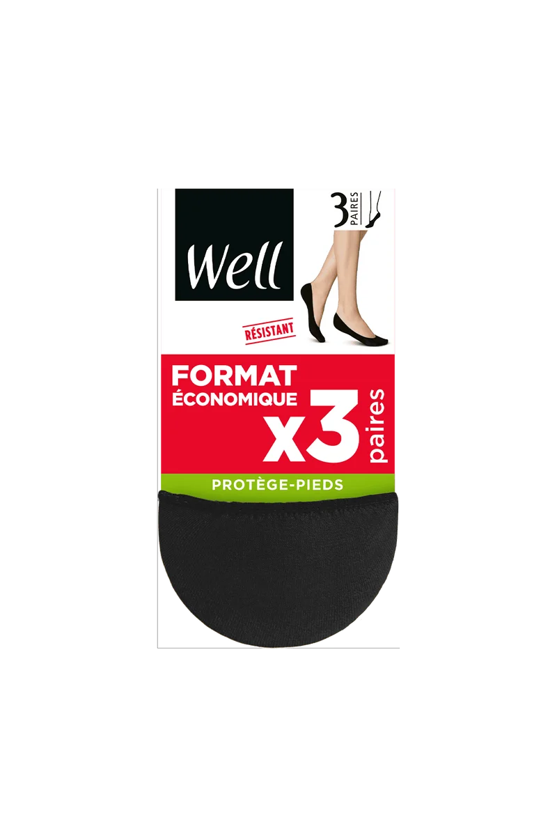 Lot de 3 paires de Protège-Pieds - Noir