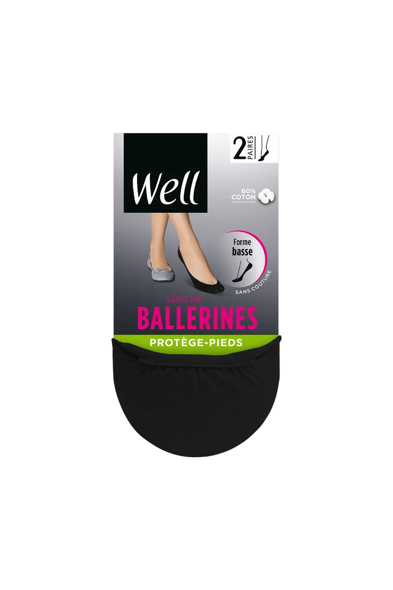 Lot de 2 paires de Protège-Pieds Spécial Ballerines - Noir