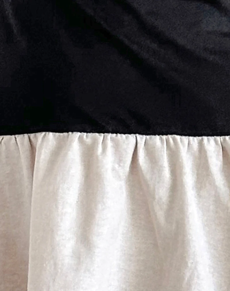Mini robe Yael, lin lycra noir et écru