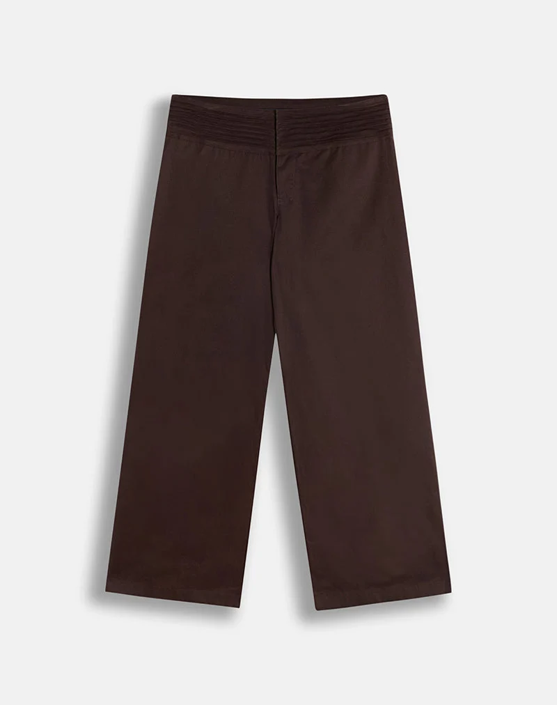 Pantalon Sadasi en sergé couleur chocolat amer