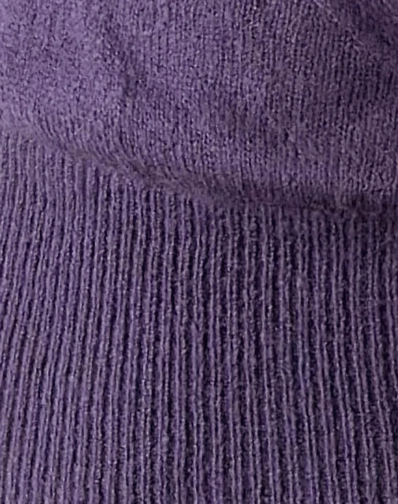 Haut croisé Nilza en maille violet foncé