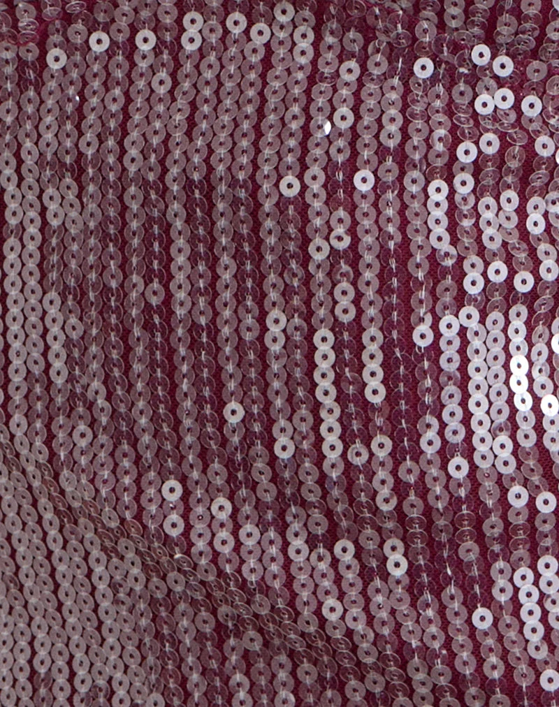 Halter-top Cosio en paillettes transparentes bordeaux