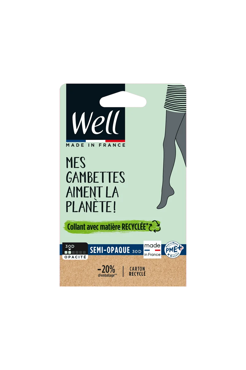 Collant Semi-Opaque 30D Éco-Responsable - Noir