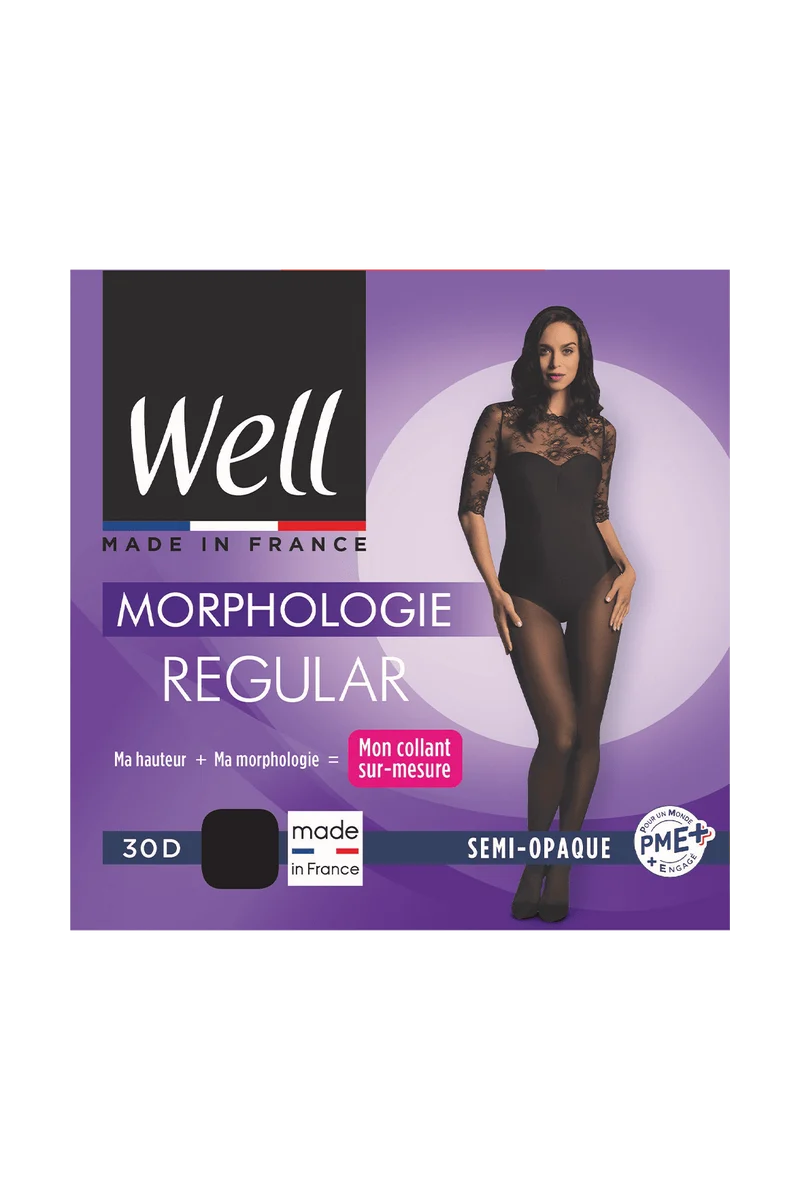 Collant Semi-Opaque 30D sur-mesure Morphologie - Noir