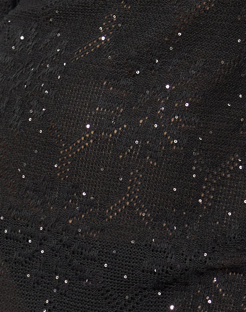 Mini-robe Mireva en maille à paillettes noire