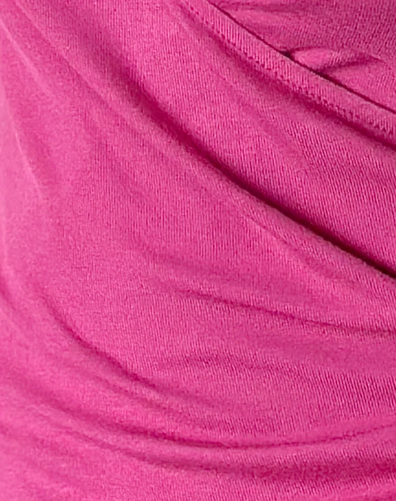 Haut croisé Renita à manches trois-quarts en jersey fuchsia