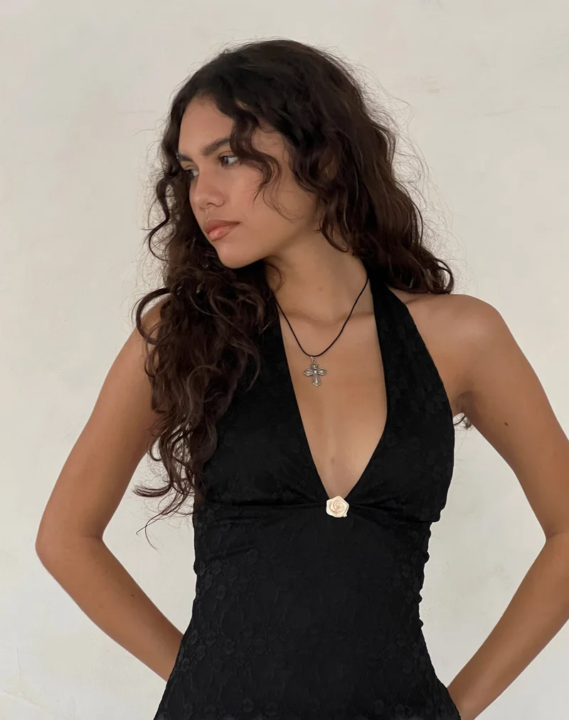 Codami - Mini robe à col rond en dentelle - Noir