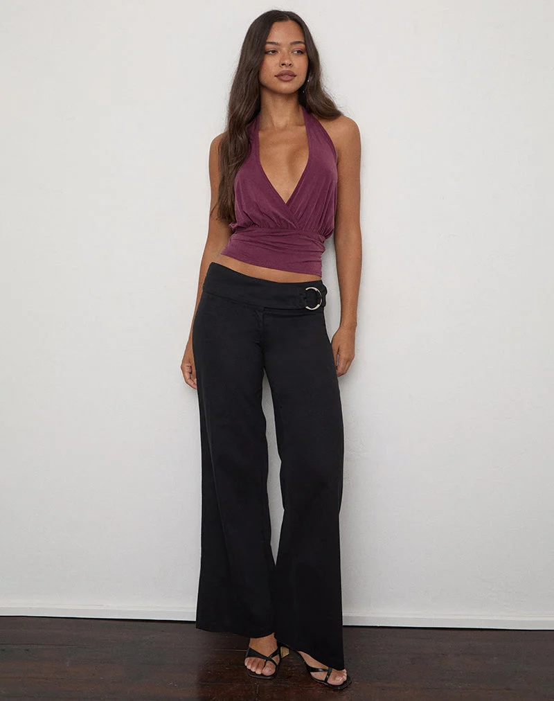 Pantalon Falitasa en twill noir avec boucle