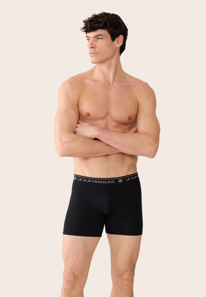 Lot de 2 boxers longs en coton - Boxers Chevron Jaune Anis Noir