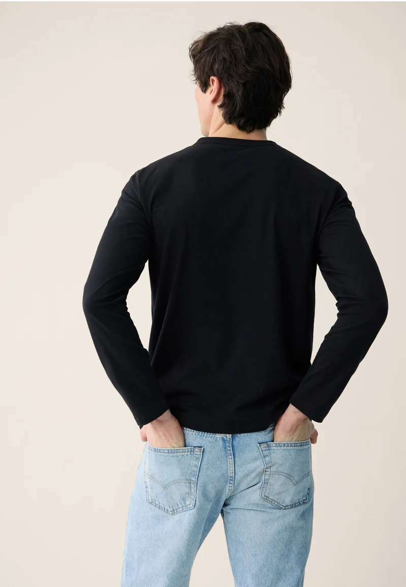 Lot de 3 t-shirts manches longues en coton - T-Shirts Manches Longues Anthracite Blanc Noir