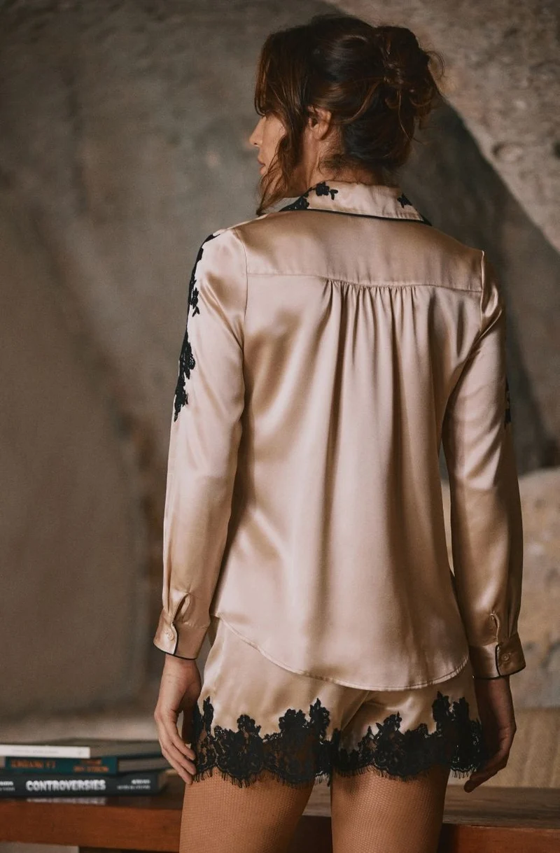 Chemise en soie et dentelle Doria