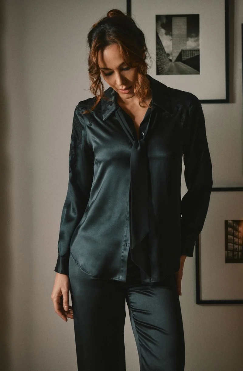 Chemise en soie et dentelle Doria