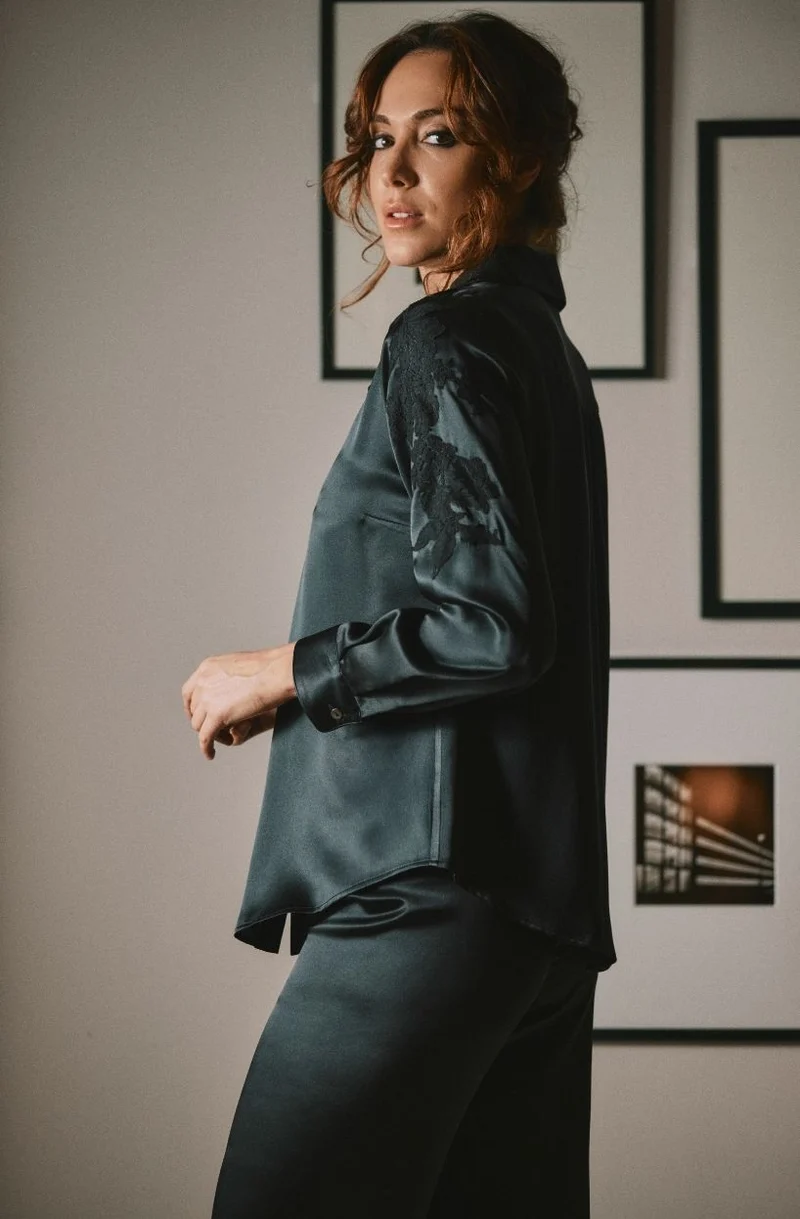 Chemise en soie et dentelle Doria