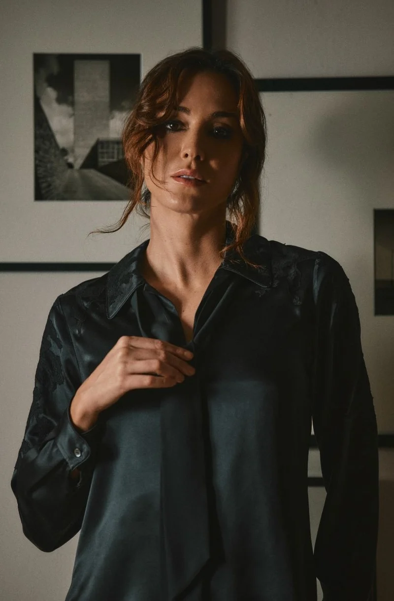 Chemise en soie et dentelle Doria
