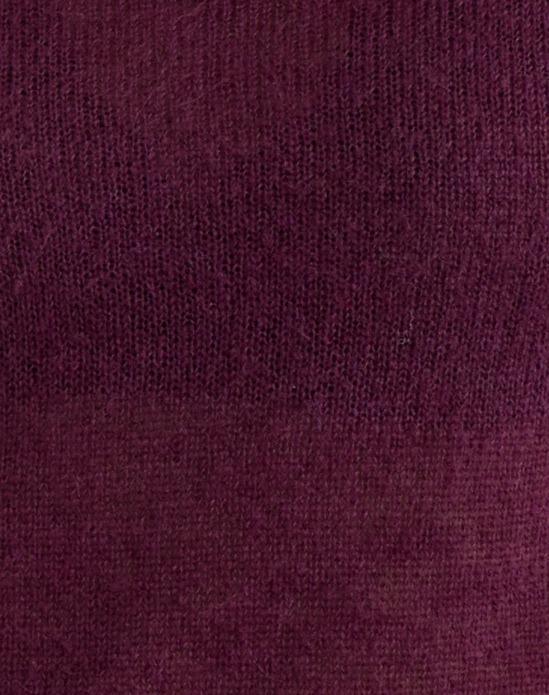 Pull Kaleo à bords roulés, en maille couleur prune