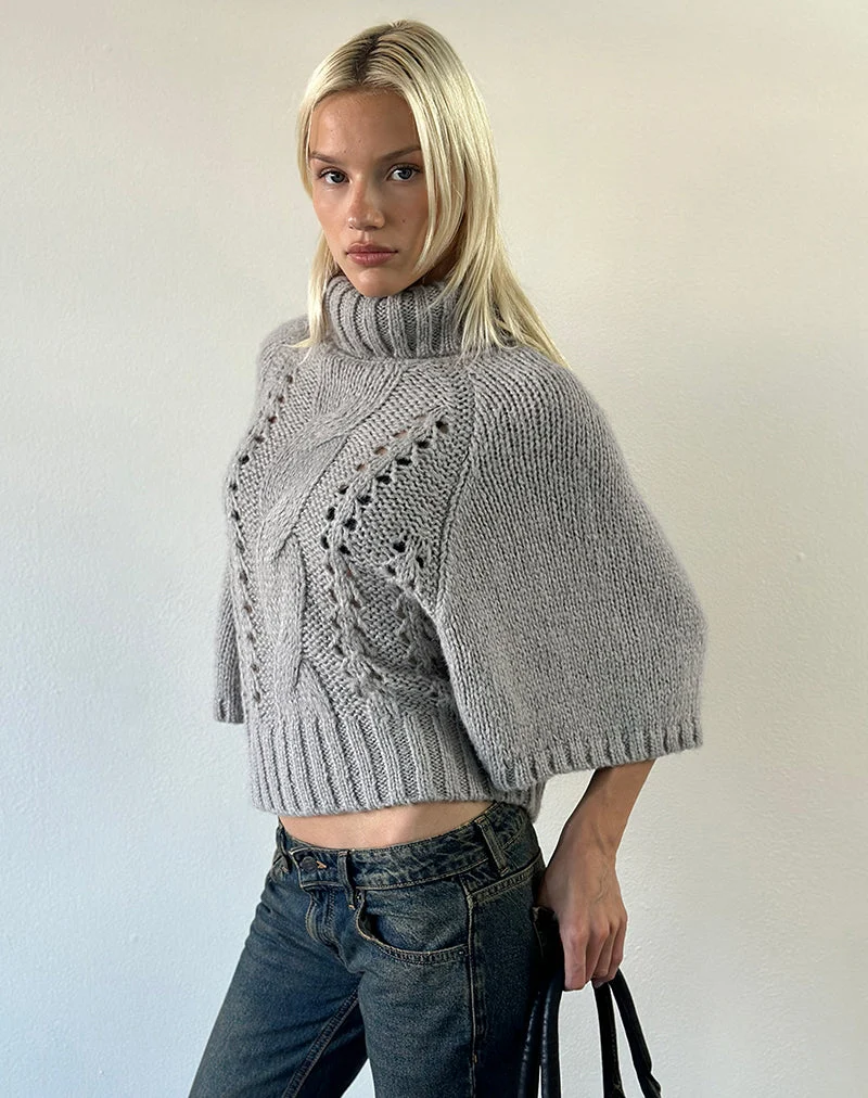 Pull Oswin en maille torsadée, gris clair