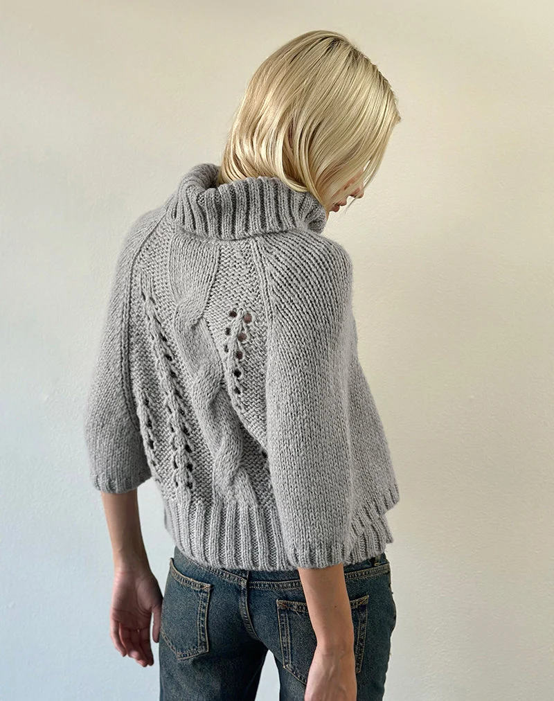 Pull Oswin en maille torsadée, gris clair