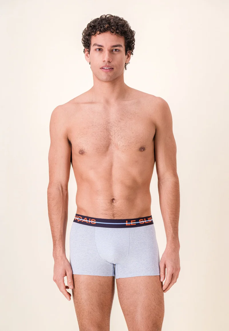 Lot de 7 boxers en coton - Boxers Rayures Coq Acier Brique Bleu Ciel Bleu Jean Gris Chiné Blanc
