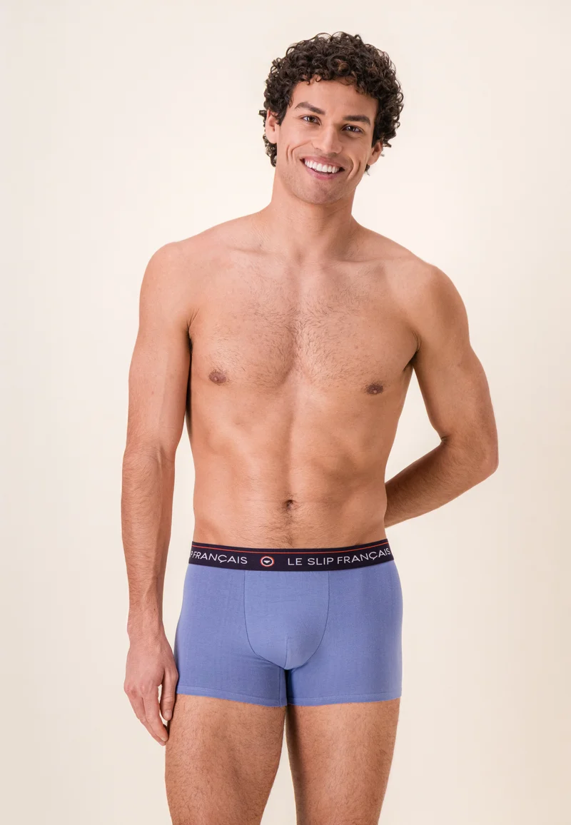Lot de 7 boxers en coton - Boxers Rayures Coq Acier Brique Bleu Ciel Bleu Jean Gris Chiné Blanc