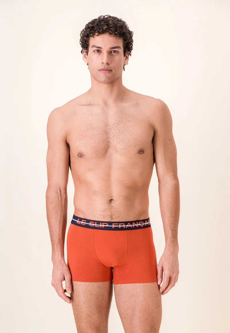 Lot de 3 boxers en coton - Boxers Puzzle Bleu Acier Brique