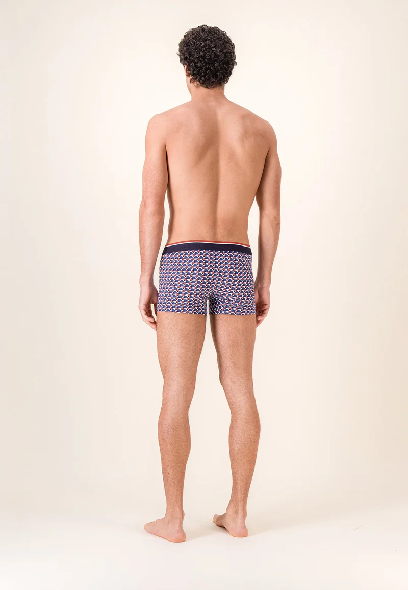 Lot de 3 boxers en coton - Boxers Puzzle Bleu Acier Brique
