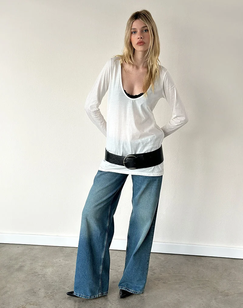 Haut Orten en jersey de coton style années 60, blanc cassé