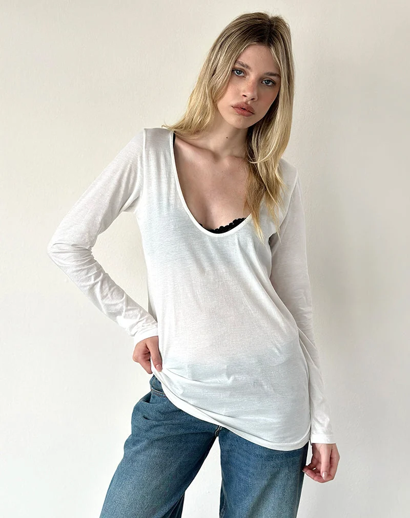 Haut Orten en jersey de coton style années 60, blanc cassé