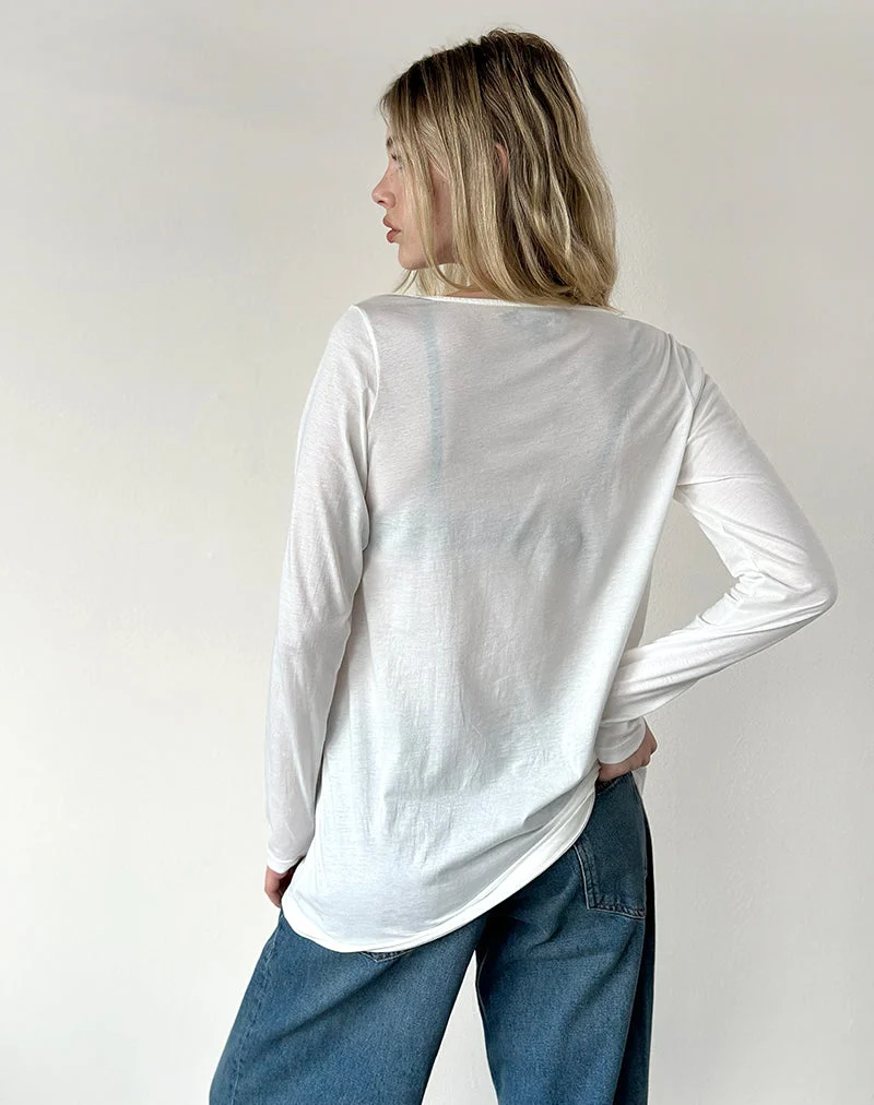 Haut Orten en jersey de coton style années 60, blanc cassé
