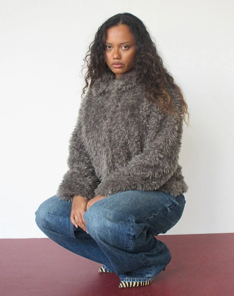 Veste Joji en fausse fourrure grise