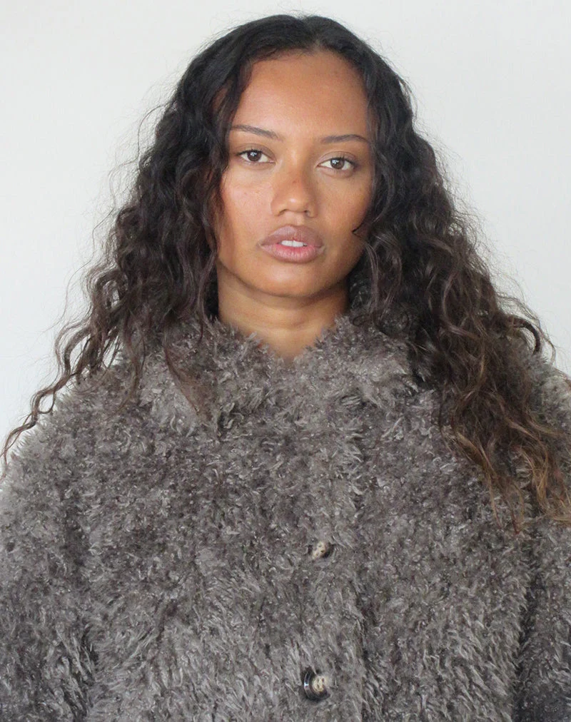 Veste Joji en fausse fourrure grise