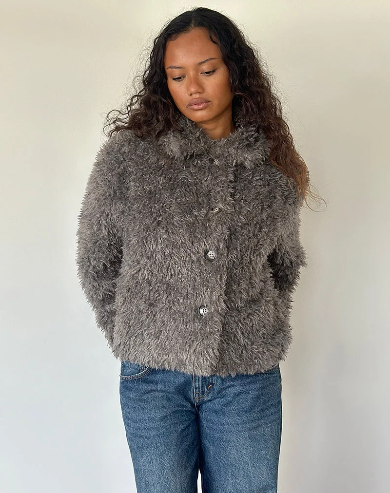 Veste Joji en fausse fourrure grise