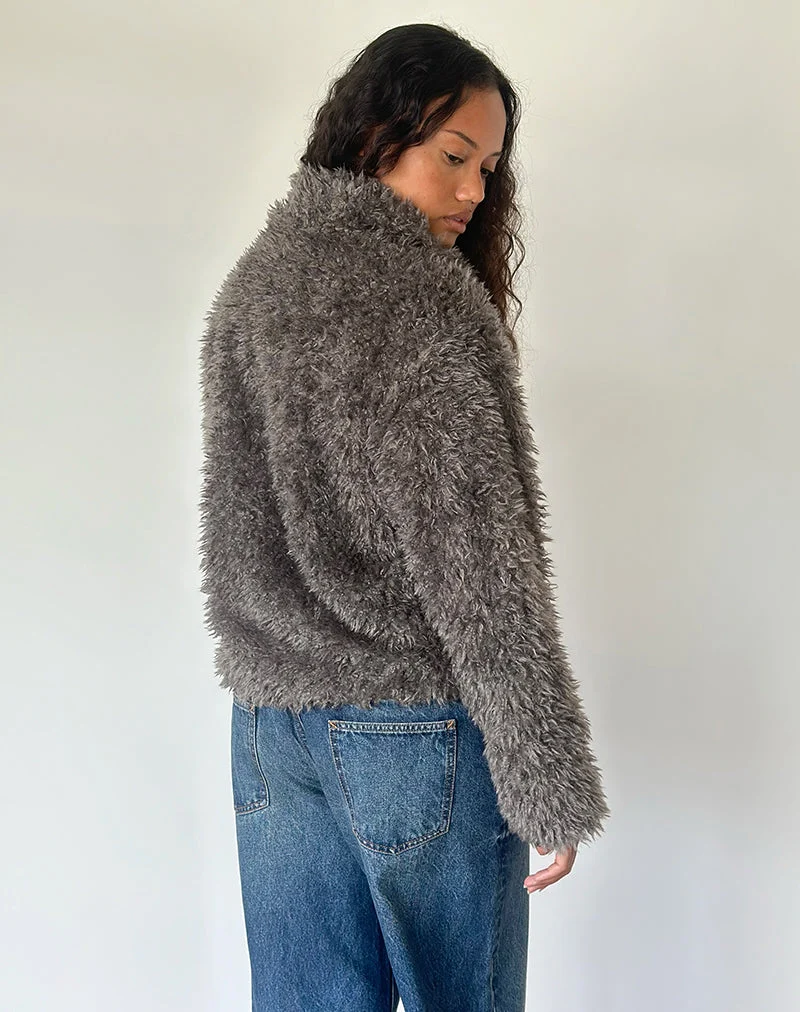 Veste Joji en fausse fourrure grise