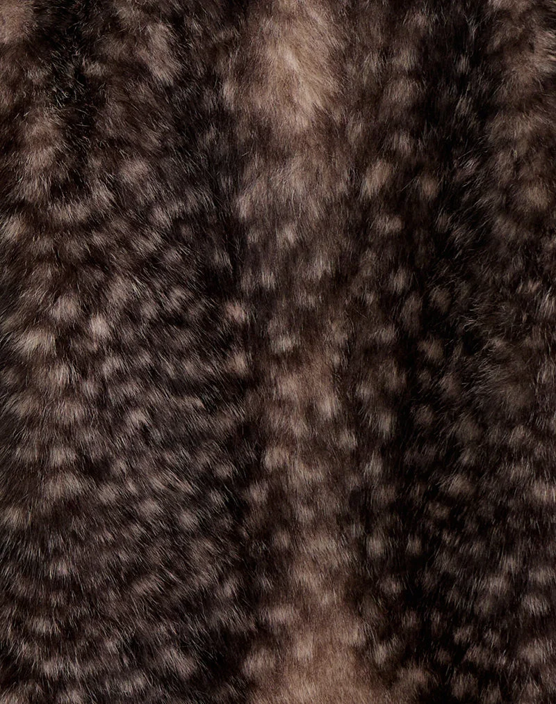 Veste Jérôme en fausse fourrure marron à motifs polka animaliers