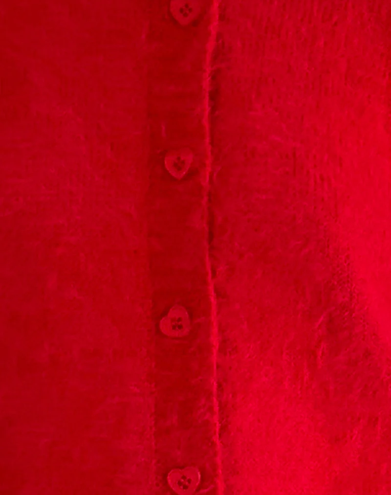 Cardigan Audrina en rouge duveteux