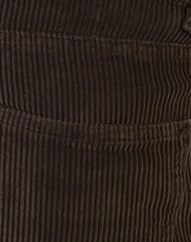 Pantalon parallèle taille basse en velours côtelé marron chocolat
