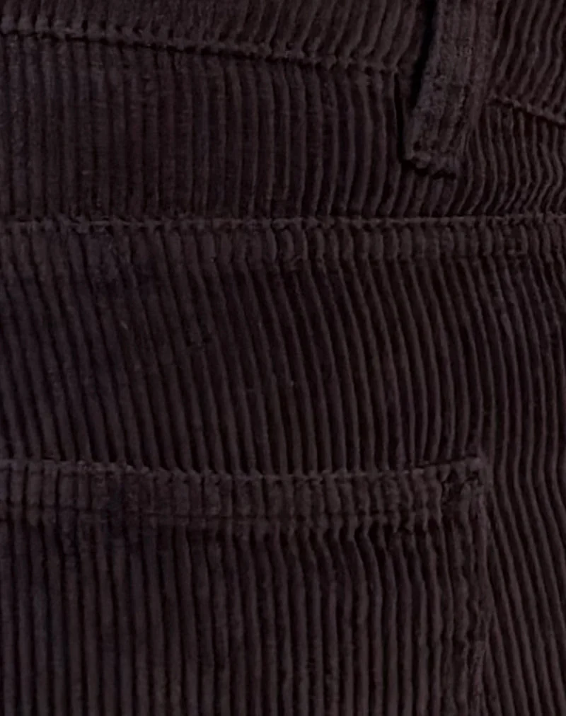 Pantalon parallèle taille basse en velours côtelé couleur schiste