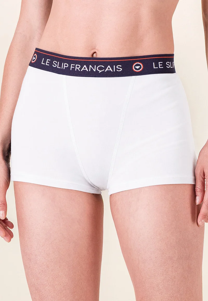 Lot de 2 culottes boxers femme en coton - Culottes Boxers Blanc