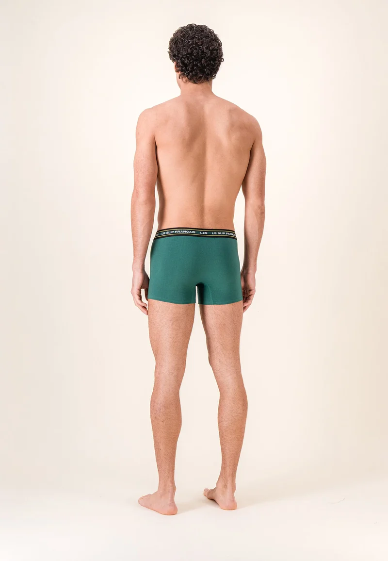 Lot de 3 boxers en coton - Boxers Vert Forêt Jaune Anis Vert Sauge