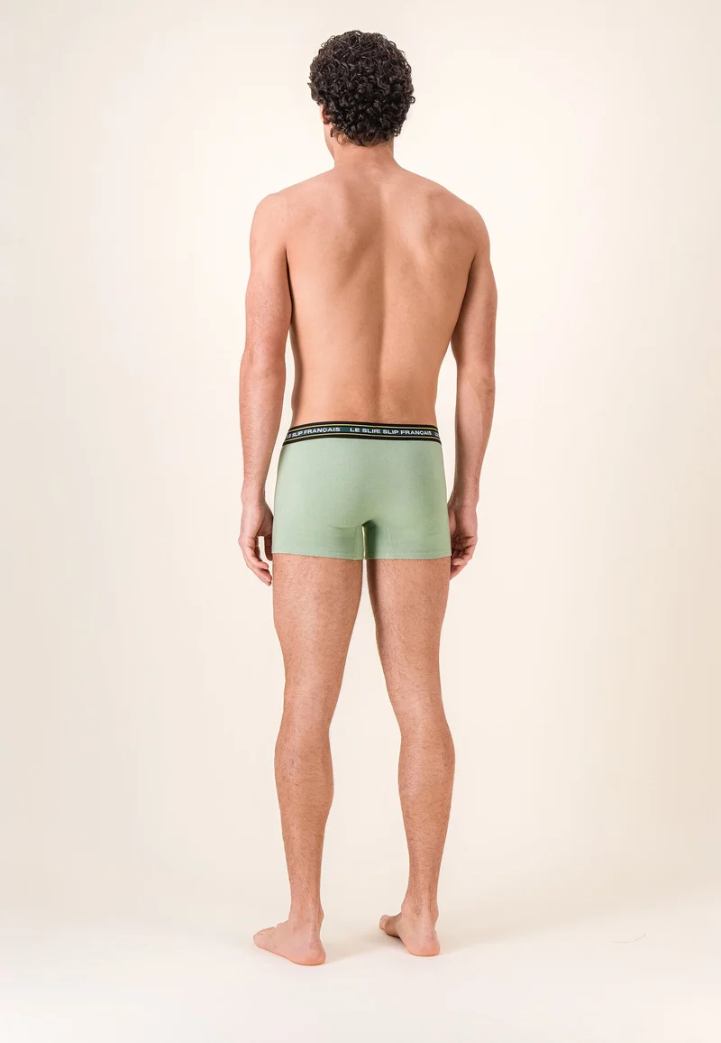 Lot de 3 boxers en coton - Boxers Chevron Jaune Anis Vert Sauge Gris Anthracite